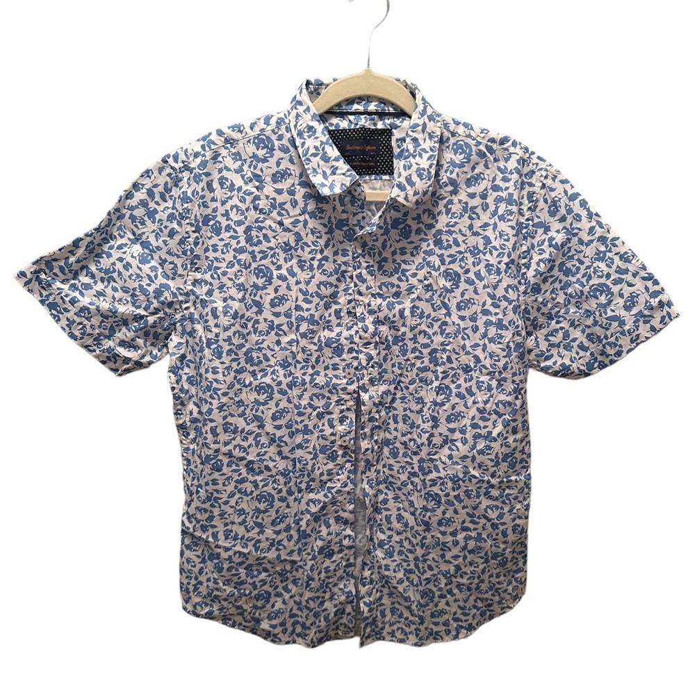 Men Botton Down Shirt Short Sleeve Floral